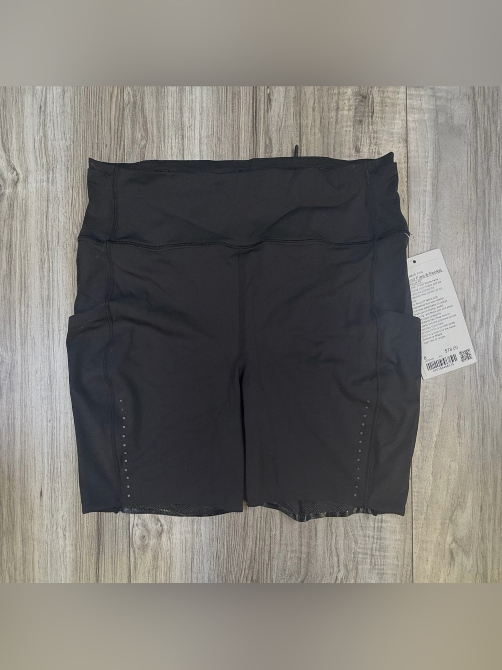 lululemon Fast and Free 6-Pocket HR Short 6" Black Biker Running Womens 8 NEW